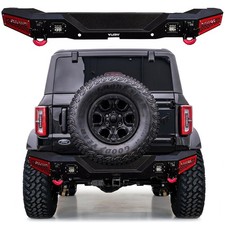 Vijay For 2021-2025 Ford Bronco Rear Bumper Black Texture Steel With LED Lights