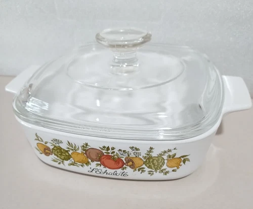 Spice of Life 1 Qt Corning Ware A-1-B Casserole w Pyrex Lid A-70 Vintage