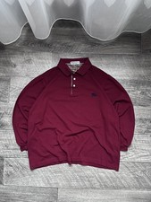 Vintage Burberrys Long Sleeve Polo Shirt Mens M-L Red Cotton England