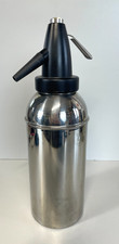 ANTICA BOTTIGLIA SELTZ SIPHON ITALIA 1960 ACCAIO INOX NERO SIFONE VINTAGE SODA