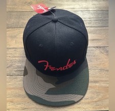 NWT Fender Guitar Hat Cap Snapback Camo Flat Bill Black Red Logo The Classics