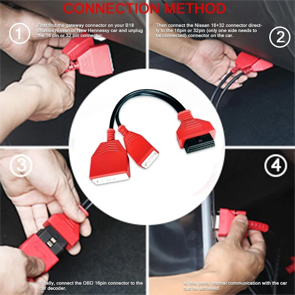 Adaptador de cable de derivación 16+32 pines OBD2 para Nissan Sylphy (B18), X431 MX808, escáneres Foto 4 de 4