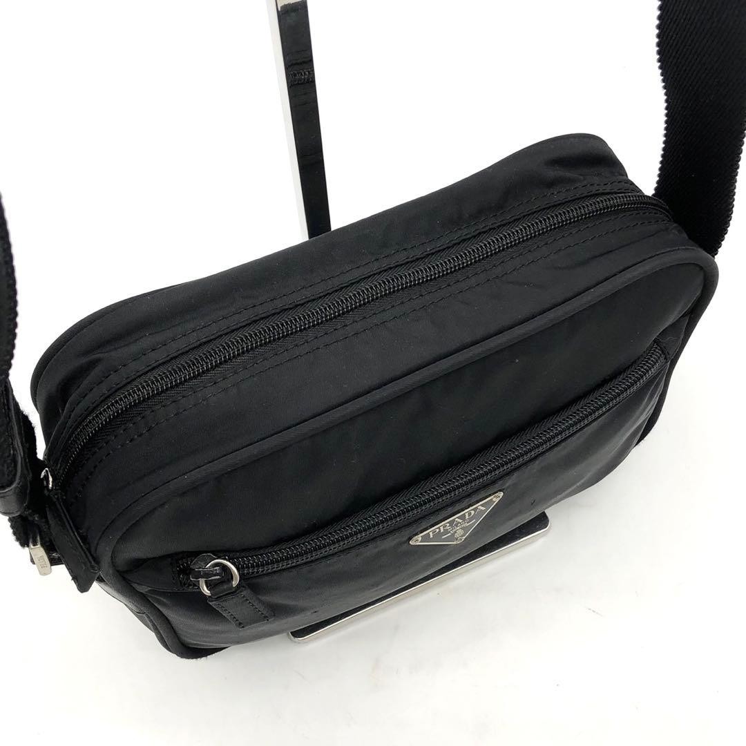 PRADA Shoulder Bag Triangle Logo Plate Nylon Leather Black Authentic thumbnail 8