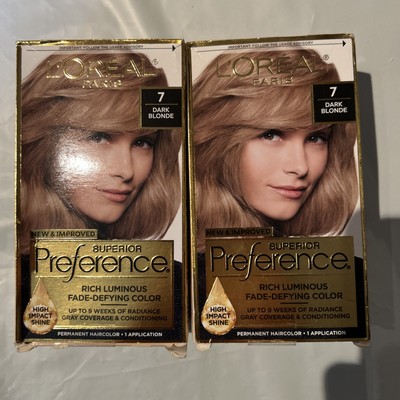 X2  L'Oreal Superior Preference Permanent Hair Color #7 DARK BLONDE (Natural)
