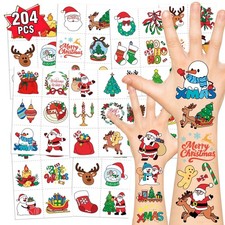 PARTYWIND 204 PCS Christmas Tattoos for Kids, Christmas Stocking Stuffers for...