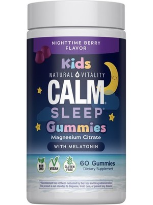 CALM Kids Sleep Gummies with Melatonin | 60 Berry Gummies | by Natural Vitality