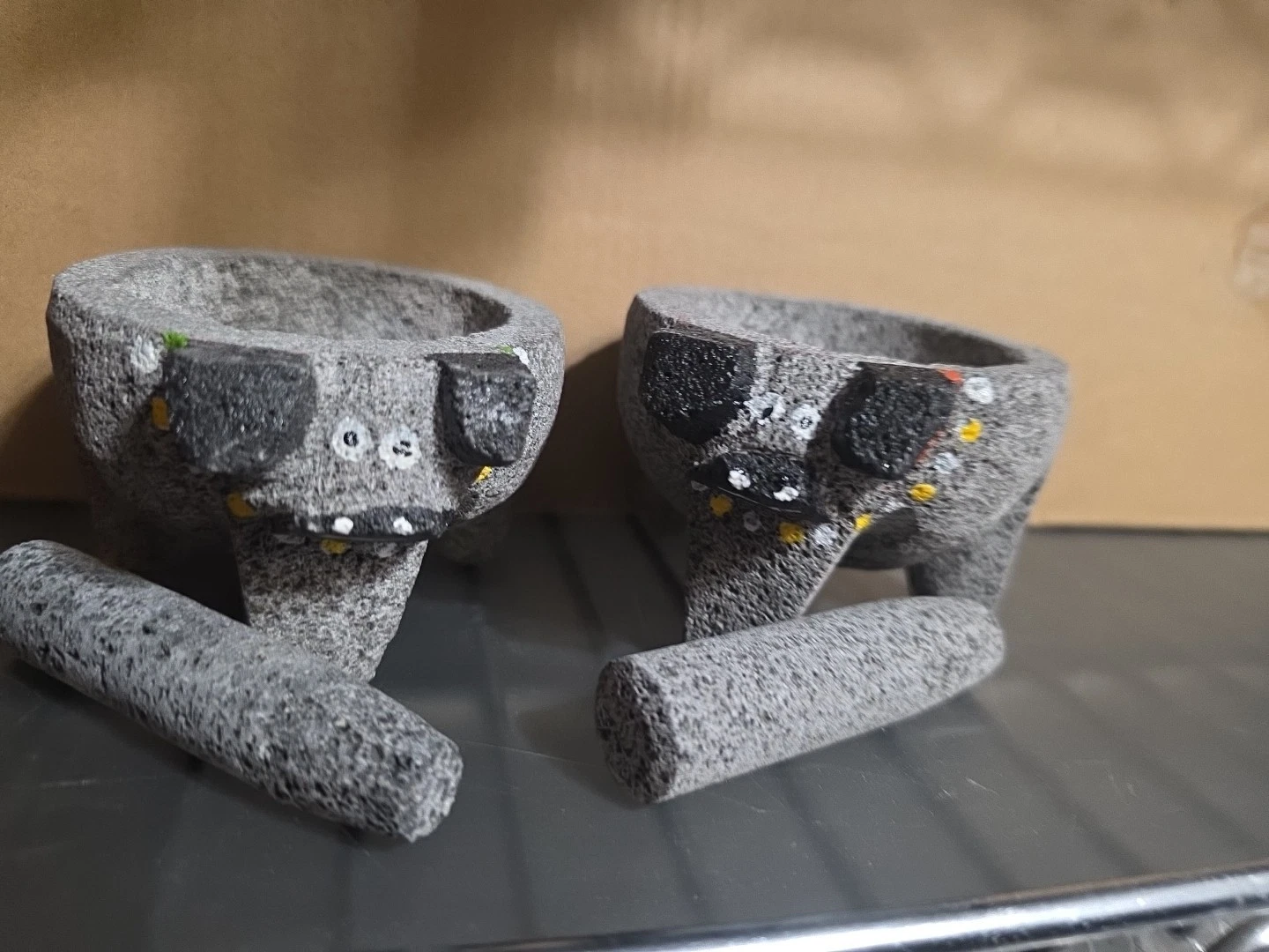 Molcajete De Piedra Volcánica 3in Hecho A Mano Lava Rock 2pcs Small Set