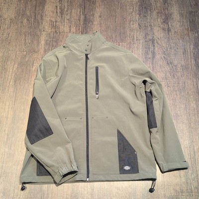 Men s Dickies Storm Large Olive Green Wet Weather Jacket Padded Elbows Pockets