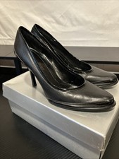 Rare Vintage Nine West NAIRIR Black Leather Stiletto Heels Size 7.5