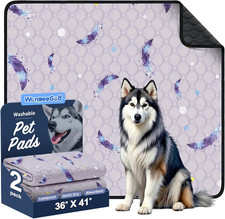 Washable Dog Pee Pads 2-Pack 36"x41" Reusable Leakproof Training Mats Non-Slip