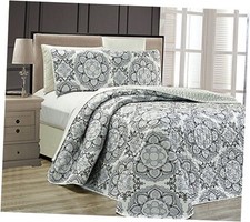 King/California King 3pc Reversible Oversized Bedspread Set King/Cal King Grey