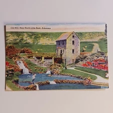 Postcard Old Mill Near North Little Rock Arkansas Unposted Water Wheel Pond