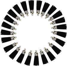 Keychain Tassels Leather Tassel Pendants with Silver White Caps,Tassel Charm for