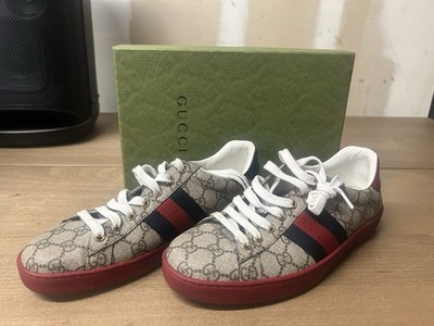 Gucci Ace GG Supreme Sneakers Brown Size 9 US with Box Excellent Condition