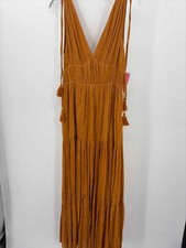 Pre-Owned Mink Pink Brown Size Medium Shimmer Maxi Sleeveless Dress