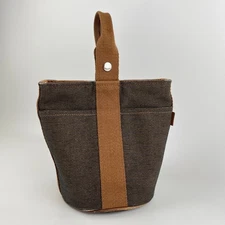 HERMES Sac Tote PM Handbag Brown Cotton Polyurethane Vintage