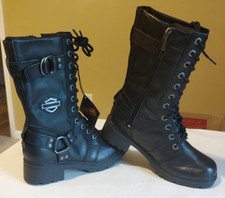 NEW Harley Davidson Women's Sz 5M Eda D83736 10 in Fashion Black Boots Shoes