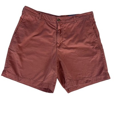 Coast Pawleys Twill Mens Shorts Size 35 Faded Red Clay Cotton Chino Flat Front