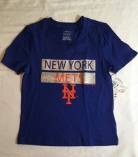 Genuine Merchandise New York Mets T-Shirt Girls XS 4/5 Blue w/glitter