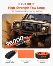Heavy Duty Tow Strap Recovery Kit 3 in x 30 ft MBS-36,000 lbs Tree Saver Winch