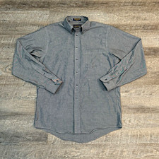 Arrow Wrinkle Free Oxford Button-Down Shirt Mens L Gray Solid 15.5 LS