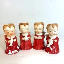 Vintage Candlestick Holders Christmas Choir Cherub Boys Lot 4 HI Co JAPAN