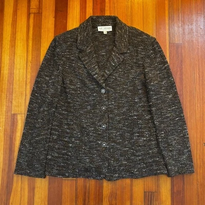 St. John Collection Brown Textured Tweed Knit Blazer 12