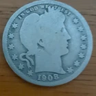 Barber Quarter 1908 S 25C Silver Key Date San Francisco
