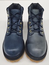 Timberland 6In Premium Pre School Boots Outdoors Navy Leather Size 1 PS Shoes