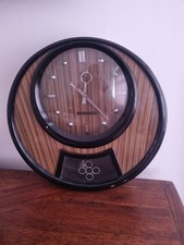 Vintage Wall Clock by Transistor, circa 1970, 14.5" Diameter. Veneer and Plywood