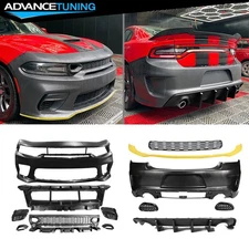 Fits 15-23 Charger SRT Grilles Rear Front Bumper Foglight Covers W/ Yellow Lip