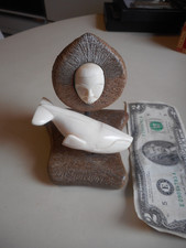 Alaskan Stone carving signed Ike Killiwiya