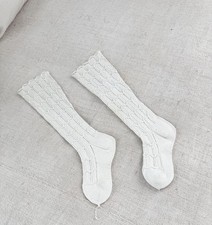 1 Pair French handmade Edwardian Victorian handknitted knitted antique socks na