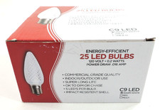 25 Pack Dimmable Warm White C9 LED Replacement Bulbs Faceted Commercial Grade