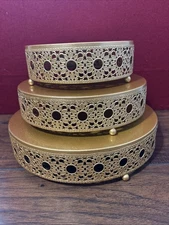 3 Pack Cake Stands, Metal Cake Stands, Dessert Display Cupcake Stands Gold