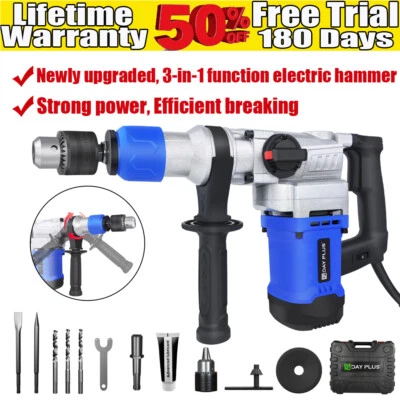 DAYPLUS 3500W SDS Plus Heavy Duty Electric Rotary Hammer Drill with Bits Set in Case