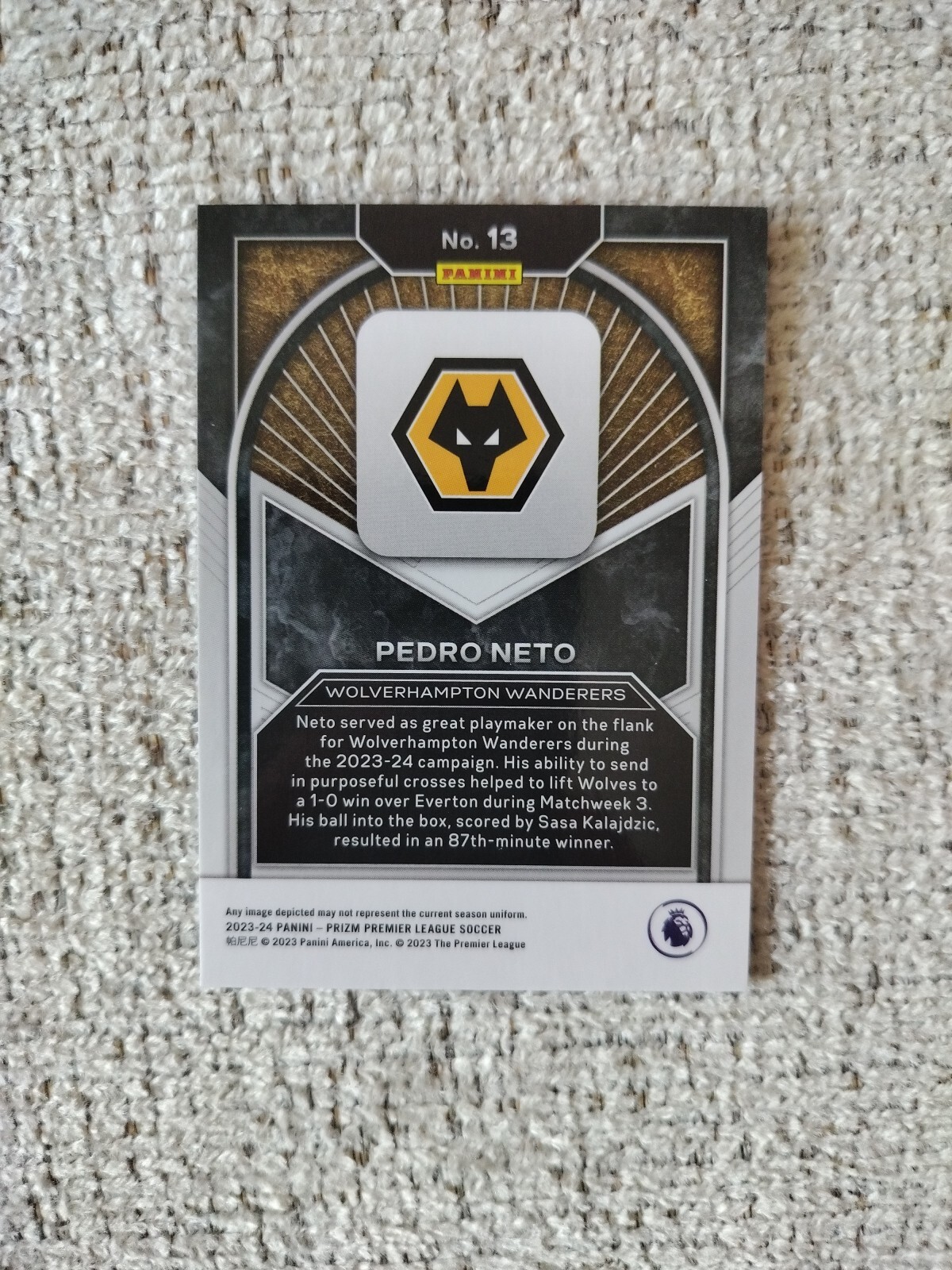 Panini Wolves 2023-24 Panini Prizm Premier League - Brilliance Pedro Neto #13 for ...
