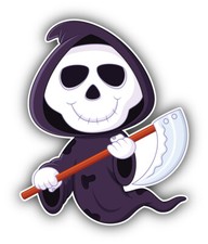 Cartoon Grim Reaper Vinyl Sticker Car Bumper Decal