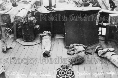 Mss-69 Crew Sleeping On Deck, HMS Jupiter Majestic Class Battleship 1909. Photo