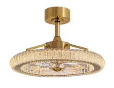 FANNEHONNE Ceiling Fan 22" Remote Control 6-Speeds w/ Round Light Integrated LED