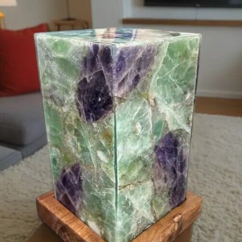 Natural Fluorite Elegant Agate Table Lamp Stone Lighting | Home & Office Decors - Picture 8 of 9
