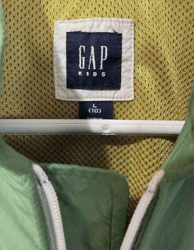 Gap Kids Green Windbreaker Jacket With Hood Size Large 10 - Picture 2 of 3