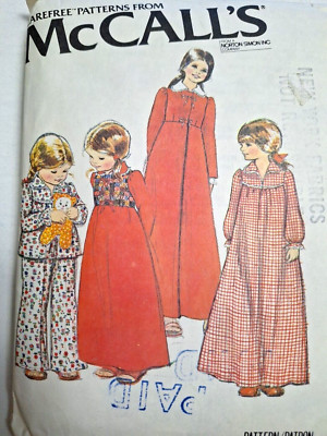 Pajamas Sleep Pants Shirt Nightgown Girls XS 4 6 McCalls 6480 Sewing Pattern Cut