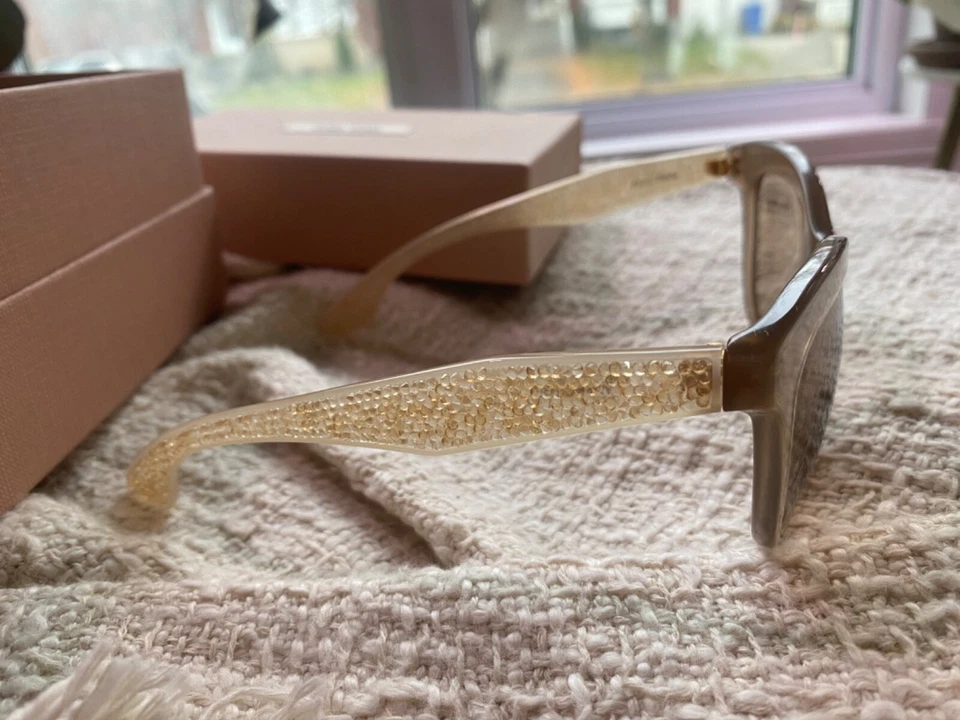 Gafas de sol Miu Miu CRISTAL EMBELLECIDO BEIGE ÓPALO SMU10P MAR-3D2 54 mm auténticas Foto 4 de 4
