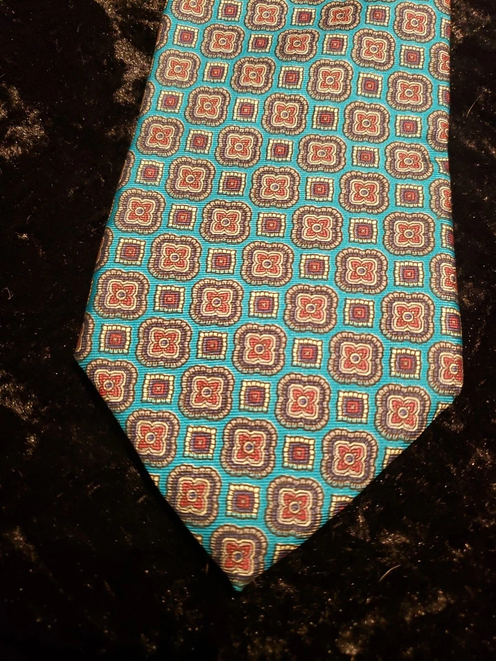 Corbata de cuello Hickok patrón geométrico marrón turquesa ropa de carrera floral  Foto 3 de 4