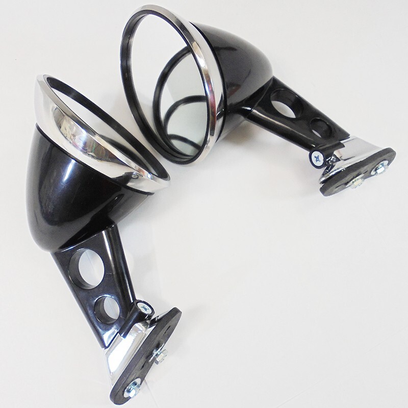 UNIVERSAL TOYOTA DATSUN MAZDA RETRO FENDER MIRRORS BLACK CHROME