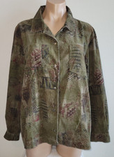Chicos 3 XL 16-18 Tan Corduroy Aztec Design Button Up Long Sleeve Jacket