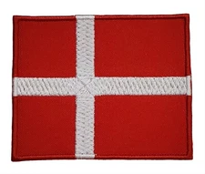 Denmark Flag Embroidered Iron On Patch Hook & Loop Support Denmark NATO