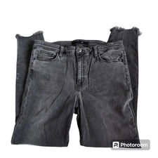 Joe's Black High Rise Raw Hem Skinny Ankle Jeans  Lilyana Stretchy  W 32