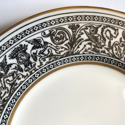 Wedgewood Florentine Bread Butter Salad Plates Black Dragon Gold Rim 6" Set of 4 - Picture 8 of 12
